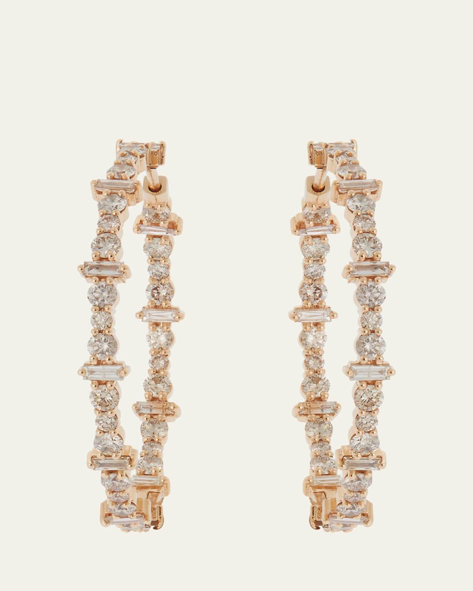 Champagne Diamond Inside Out Hoop Earrings in 18K Yellow Gold